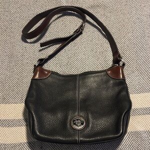 Dooney & Bourke Black and Brown Pebbled Leather Shoulder Bag